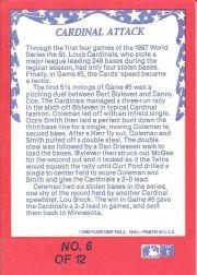 1988 Fleer World Series #6 Vince Coleman back image
