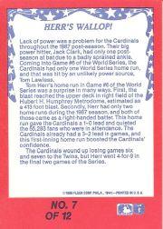 1988 Fleer World Series #7 T.Herr/D.Driessen back image