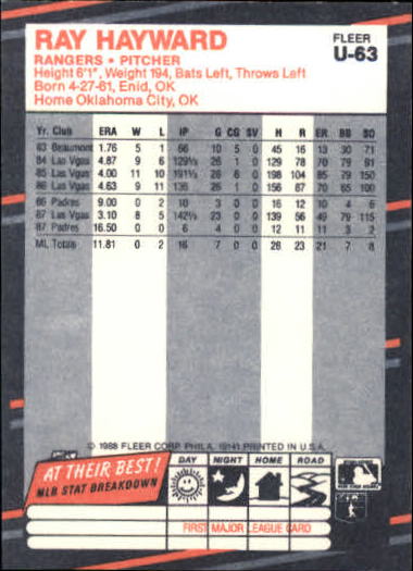B2793- 1988 Fleer Update BB Card #s 1-132 +Rookies -You Pick- 15+ FREE US SHIP - Picture 127 of 253