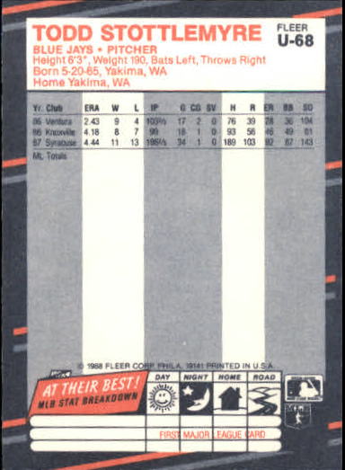 B2793- 1988 Fleer Update BB Card #s 1-132 +Rookies -You Pick- 15+ FREE US SHIP - Picture 137 of 253