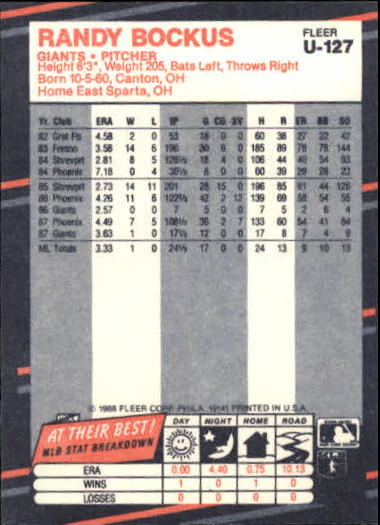 B2793- 1988 Fleer Update BB Card #s 1-132 +Rookies -You Pick- 15+ FREE US SHIP - Picture 243 of 253
