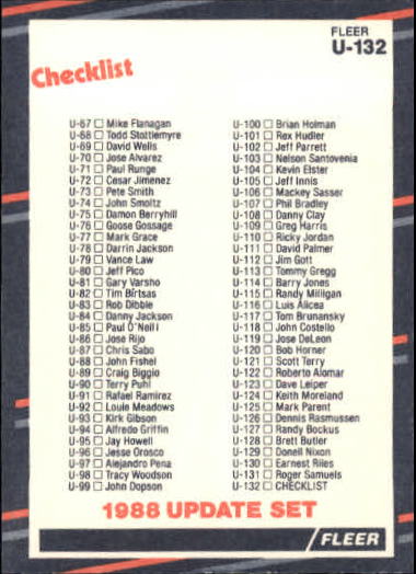B2793- 1988 Fleer Update BB Card #s 1-132 +Rookies -You Pick- 15+ FREE US SHIP - Picture 253 of 253