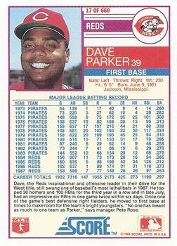1988 Score #17 Dave Parker back image