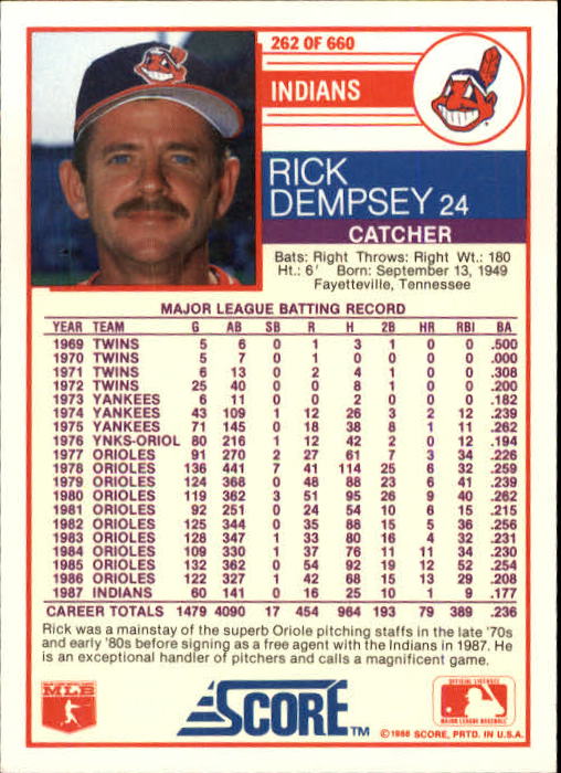 A0417- 1988 Score Baseball Cards 251-500 +Rookies -You Pick- 15+ FREE US SHIP - Picture 25 of 497