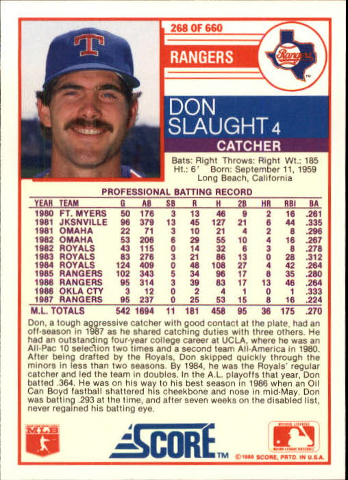 A0417- 1988 Score Baseball Cards 251-500 +Rookies -You Pick- 15+ FREE US SHIP - Picture 37 of 497
