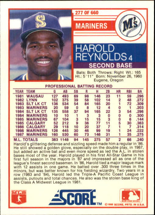 A0417- 1988 Score Baseball Cards 251-500 +Rookies -You Pick- 15+ FREE US SHIP - Picture 55 of 497
