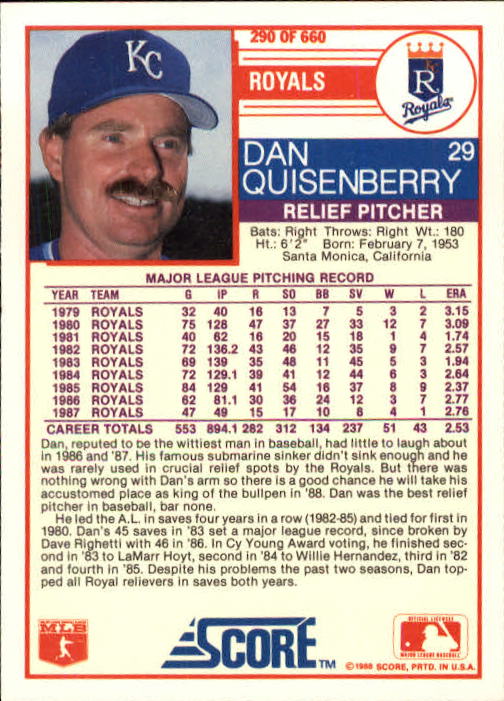 A0417- 1988 Score Baseball Cards 251-500 +Rookies -You Pick- 15+ FREE US SHIP - Picture 81 of 497
