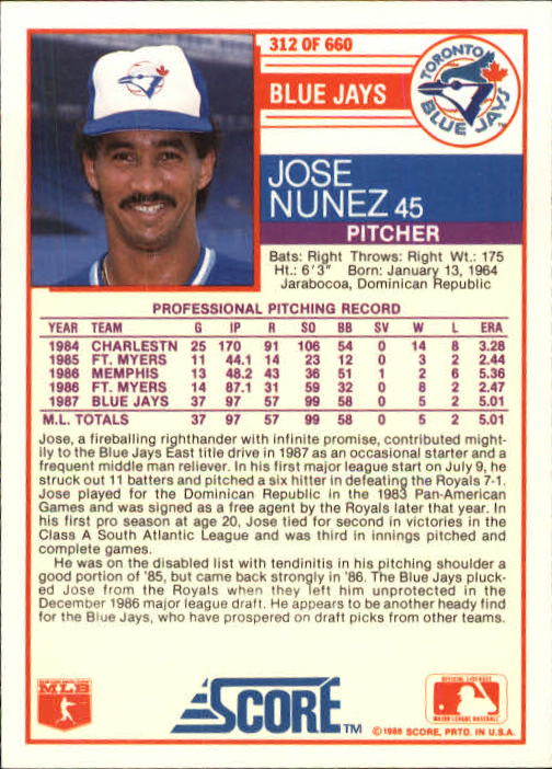 A0417- 1988 Score Baseball Cards 251-500 +Rookies -You Pick- 15+ FREE US SHIP - Picture 123 of 497