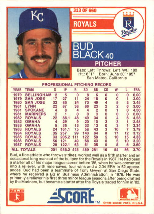 A0417- 1988 Score Baseball Cards 251-500 +Rookies -You Pick- 15+ FREE US SHIP - Picture 125 of 497