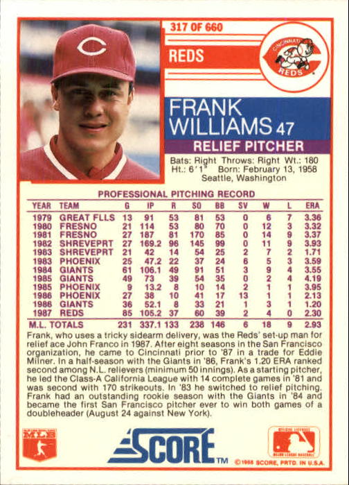 A0417- 1988 Score Baseball Cards 251-500 +Rookies -You Pick- 15+ FREE US SHIP - Picture 133 of 497