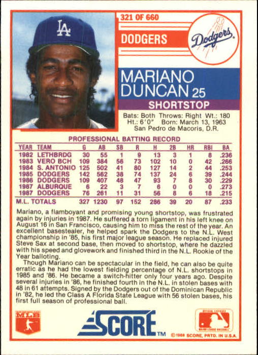 A0417- 1988 Score Baseball Cards 251-500 +Rookies -You Pick- 15+ FREE US SHIP - Picture 141 of 497