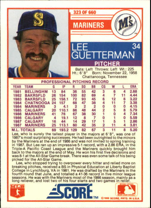 A0417- 1988 Score Baseball Cards 251-500 +Rookies -You Pick- 15+ FREE US SHIP - Picture 145 of 497
