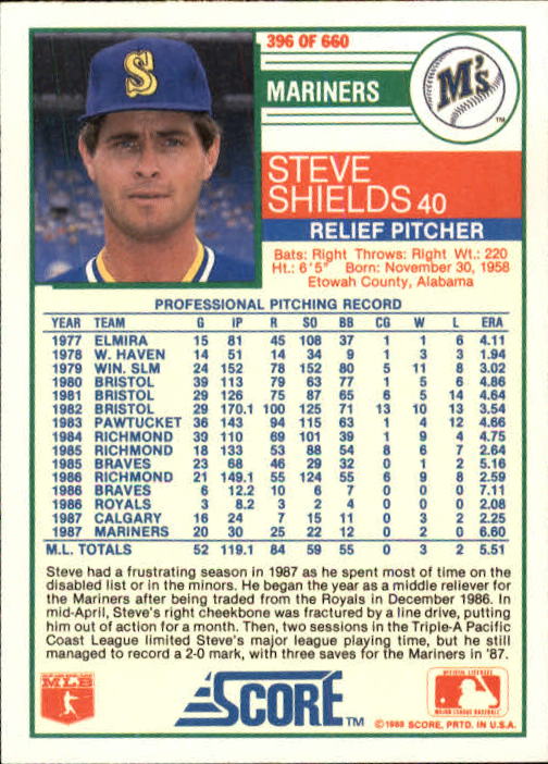 A0417- 1988 Score Baseball Cards 251-500 +Rookies -You Pick- 15+ FREE US SHIP - Picture 291 of 497