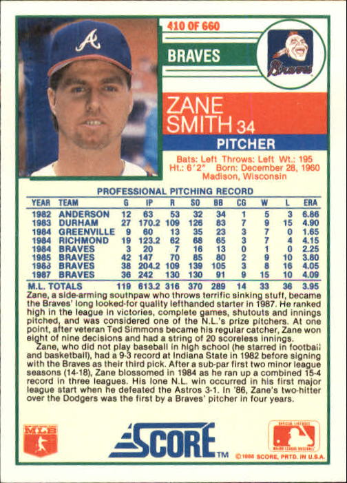 A0417- 1988 Score Baseball Cards 251-500 +Rookies -You Pick- 15+ FREE US SHIP - Picture 319 of 497