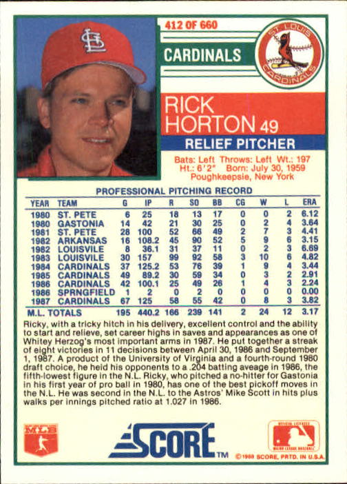 A0417- 1988 Score Baseball Cards 251-500 +Rookies -You Pick- 15+ FREE US SHIP - Picture 323 of 497