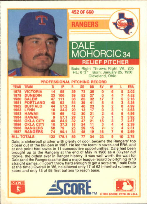 A0417- 1988 Score Baseball Cards 251-500 +Rookies -You Pick- 15+ FREE US SHIP - Picture 401 of 497