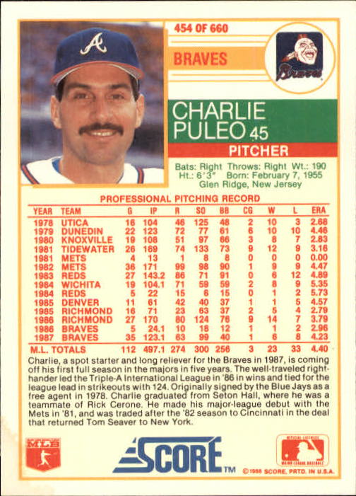 A0417- 1988 Score Baseball Cards 251-500 +Rookies -You Pick- 15+ FREE US SHIP - Picture 405 of 497