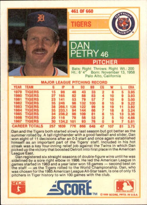 A0417- 1988 Score Baseball Cards 251-500 +Rookies -You Pick- 15+ FREE US SHIP - Picture 419 of 497