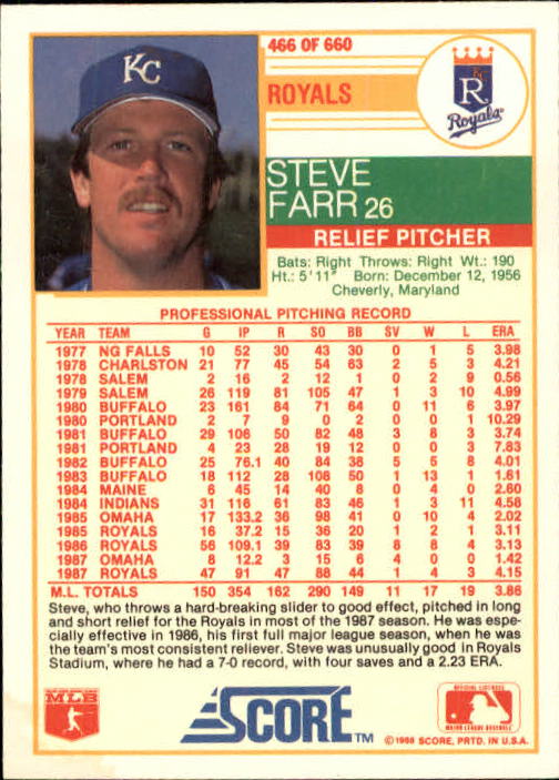 A0417- 1988 Score Baseball Cards 251-500 +Rookies -You Pick- 15+ FREE US SHIP - Picture 429 of 497