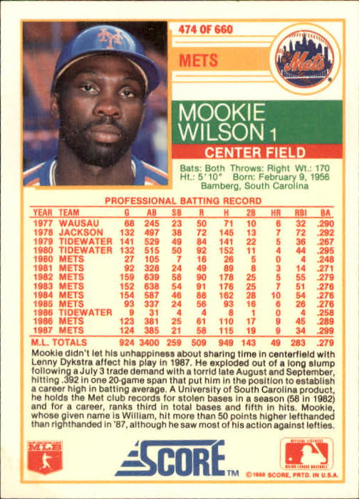 A0417- 1988 Score Baseball Cards 251-500 +Rookies -You Pick- 15+ FREE US SHIP - Picture 445 of 497