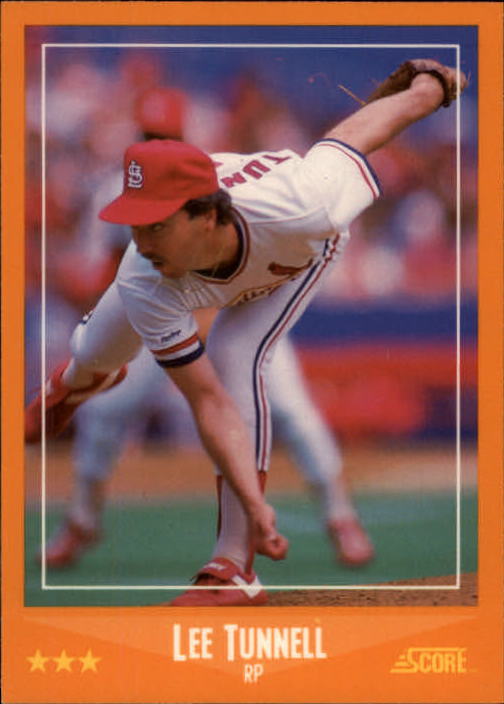1988 Score Glossy #587 Lee Tunnell UER/(1987 stat line/reads .4.84 ERA)