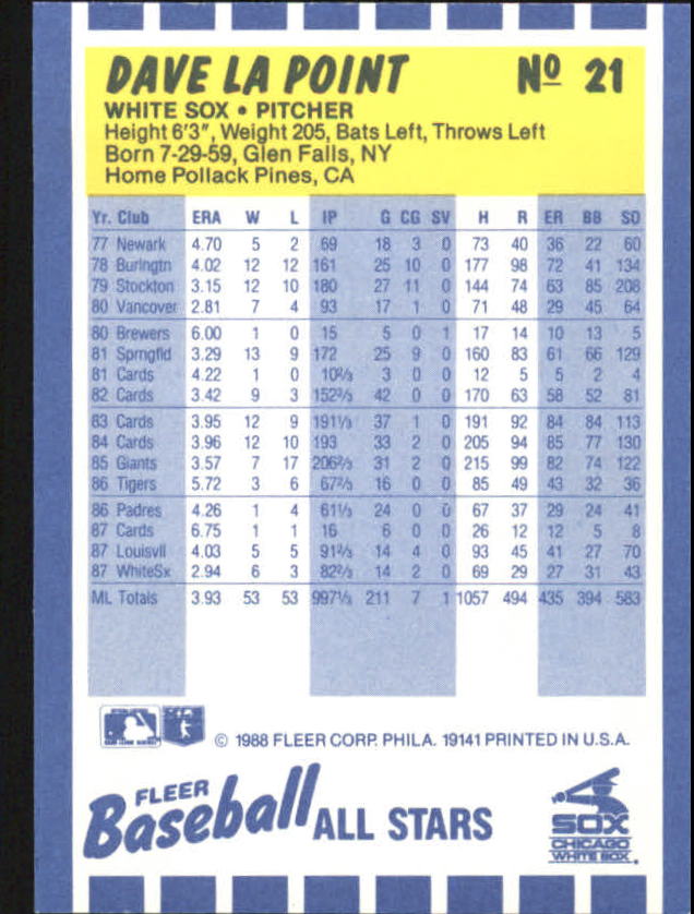 B3325- 1988 Fleer Béisbol All-Stars Tarjeta # S 1-44 -tú Pick 15 + Libre US - Imagen 43 de 89