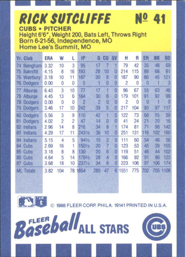 B3325- 1988 Fleer Béisbol All-Stars Tarjeta # S 1-44 -tú Pick 15 + Libre US - Imagen 83 de 89