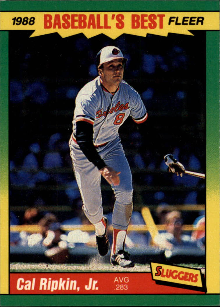 1988 Fleer Sluggers/Pitchers #34 Cal Ripken UER/(Misspelled Ripkin/on card front)