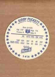 1988 King B Discs #3 Kirby Puckett back image