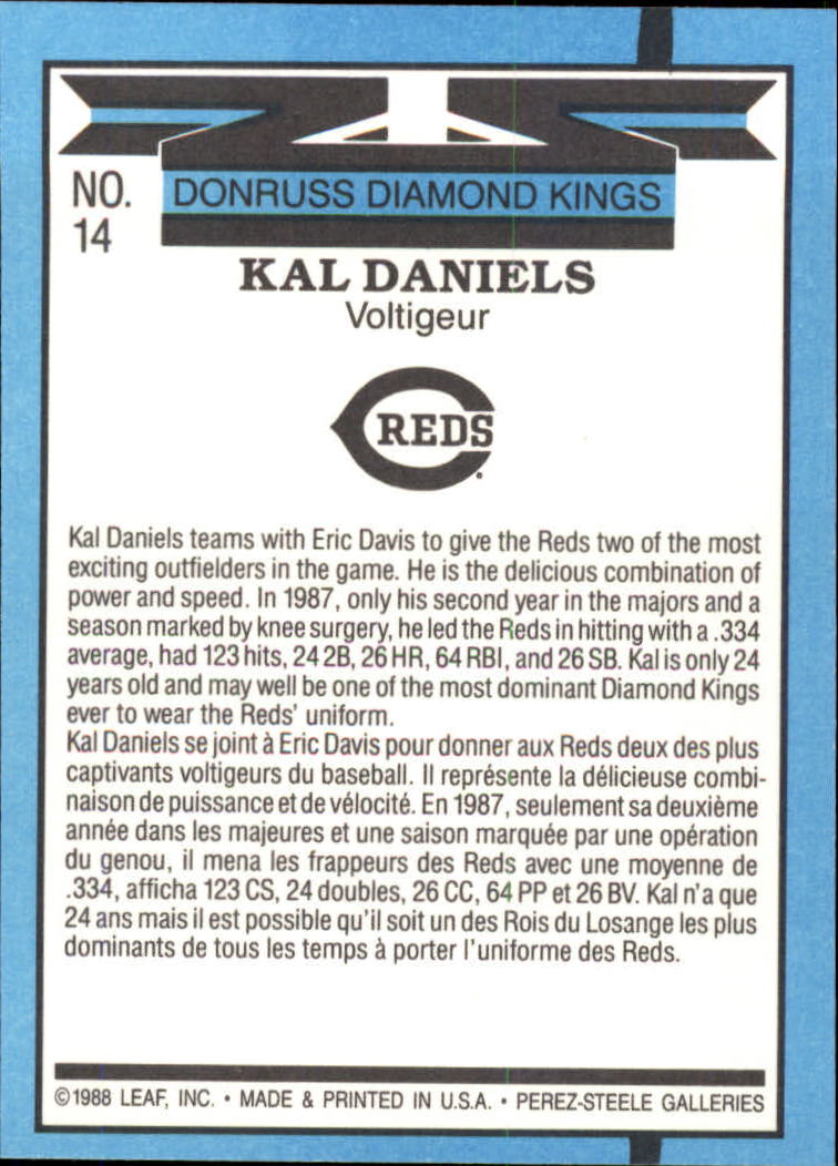 1988 Leaf/Donruss #14 Kal Daniels DK back image