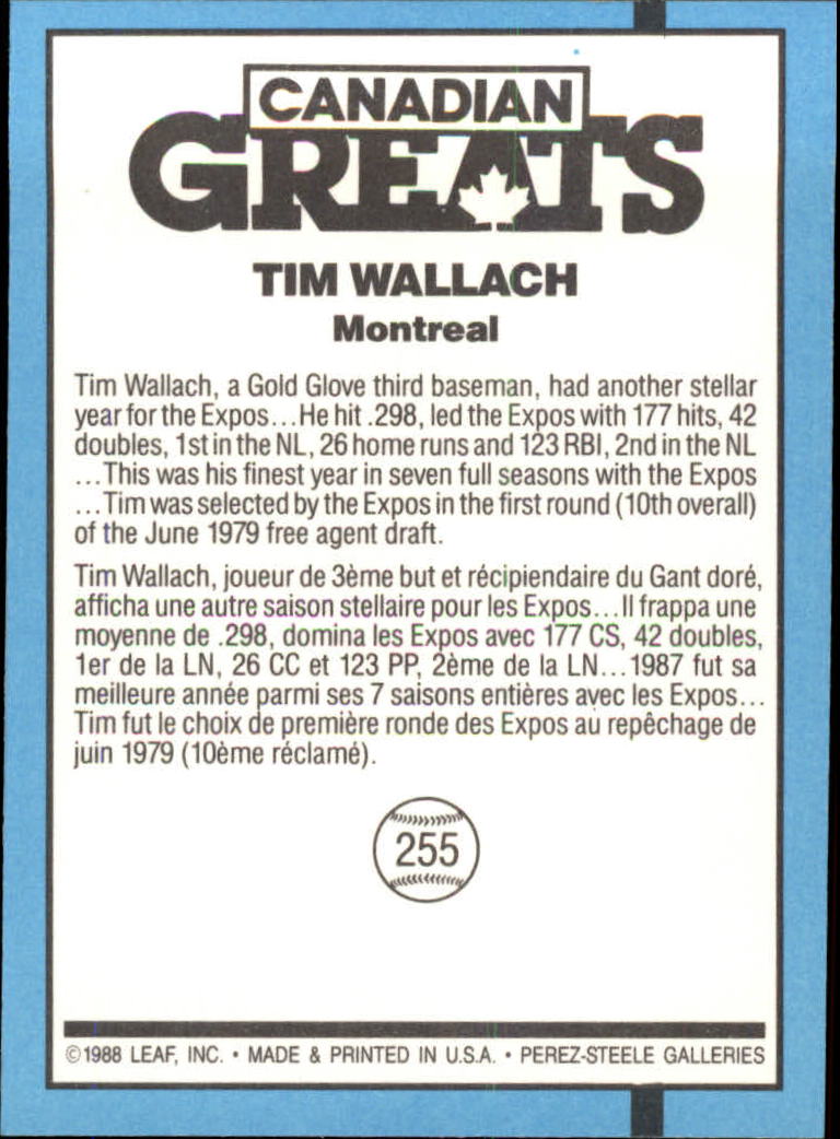 1988 Leaf/Donruss #255 Tim Wallach CG back image