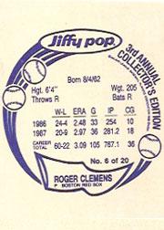 1988 MSA Jiffy Pop Discs #6 Roger Clemens back image