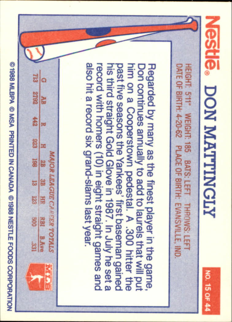 A8377- 1988 Nestle Baseball Card # S 1-44 -du Pick- 15 + Gratis US Schiff - Bild 21 von 65
