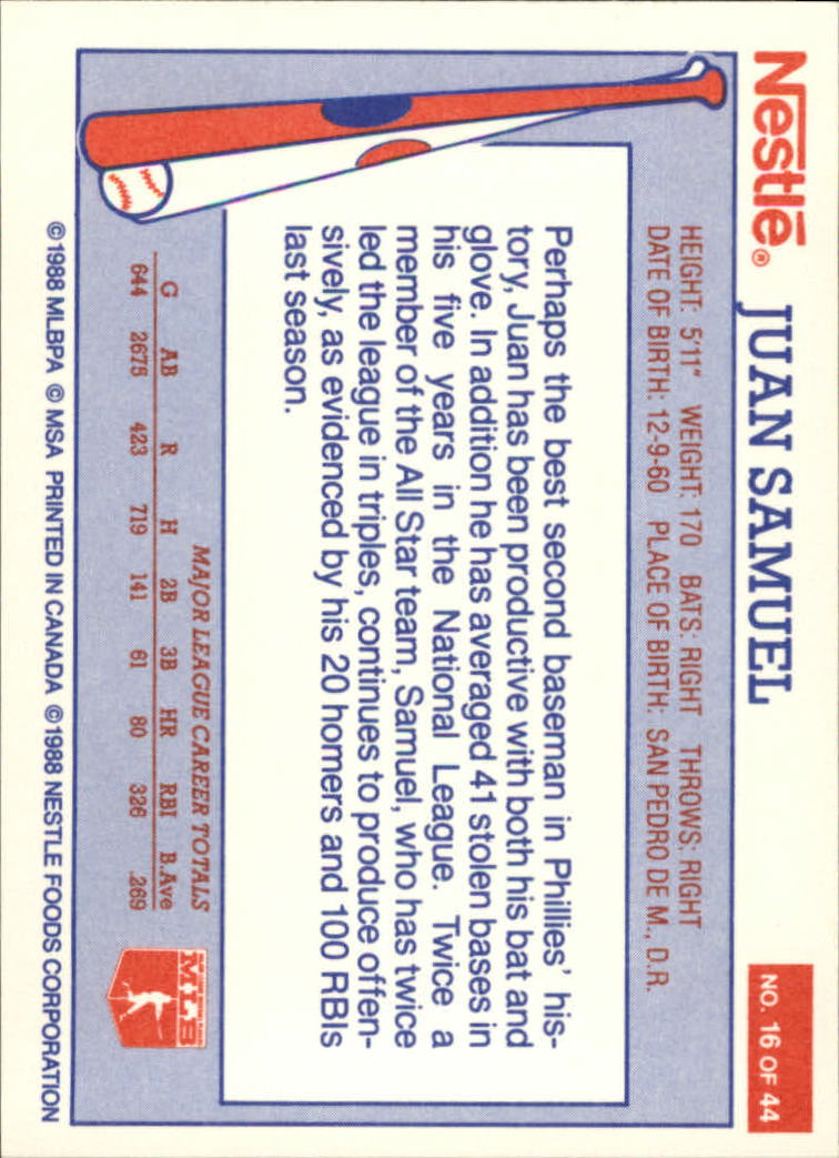 A8377- 1988 Nestle Baseball Card # S 1-44 -du Pick- 15 + Gratis US Schiff - Bild 23 von 65
