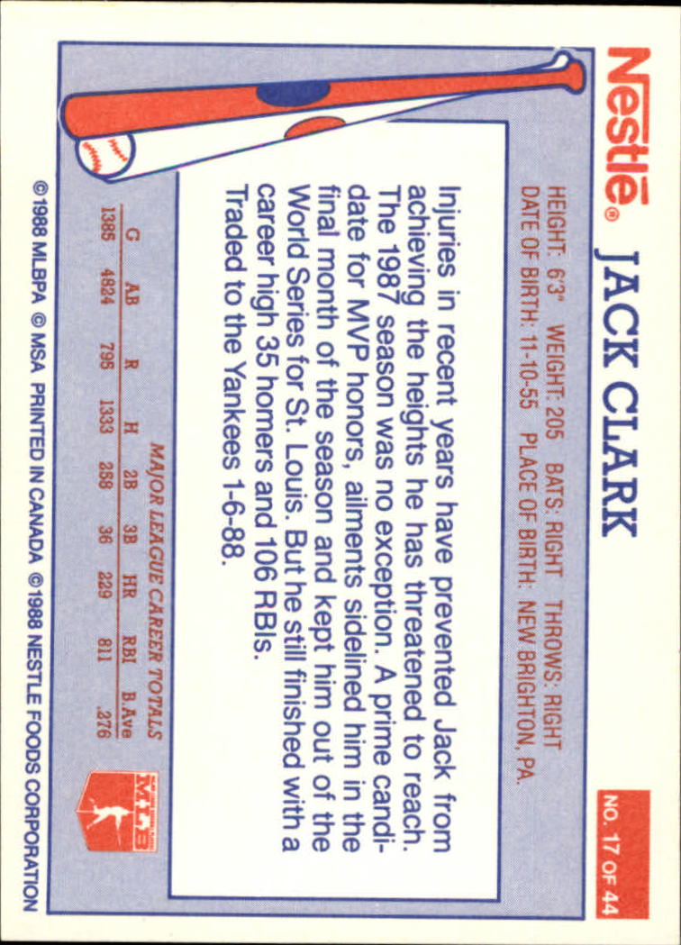 A8377- 1988 Nestle Baseball Card # S 1-44 -du Pick- 15 + Gratis US Schiff - Bild 25 von 65