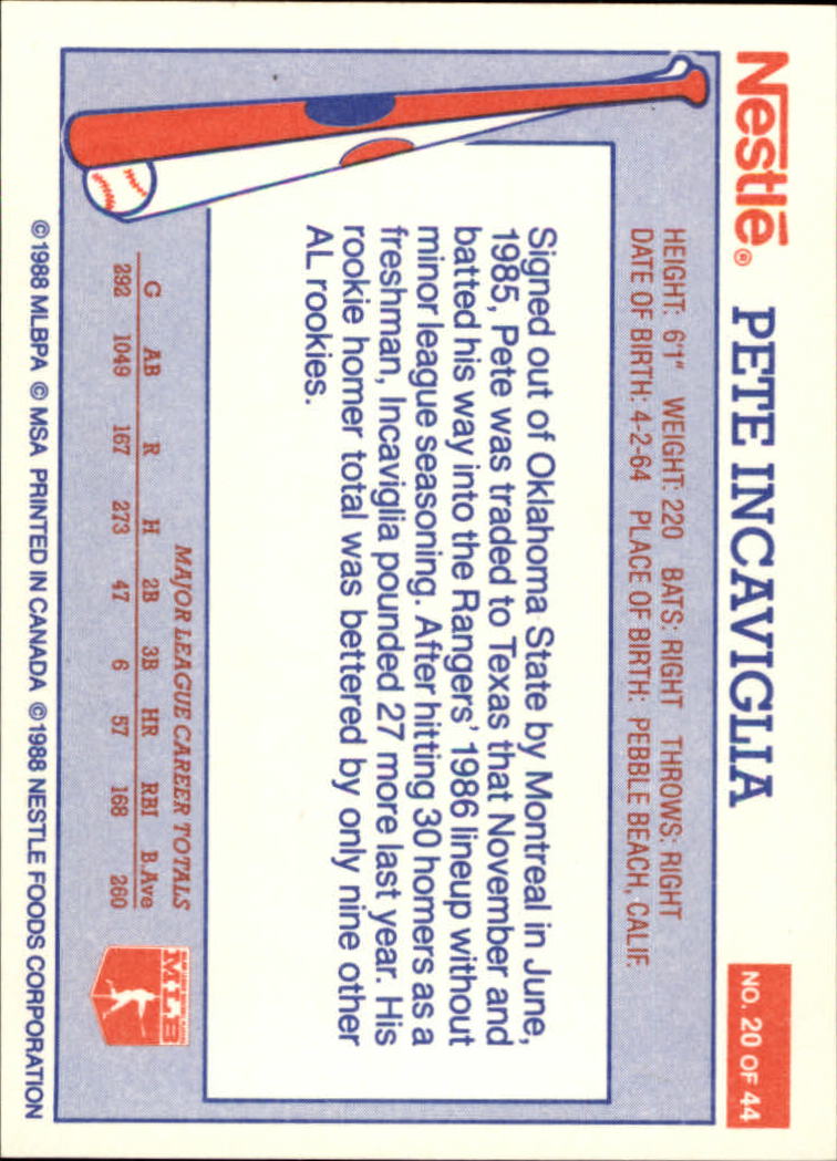 A8377- 1988 Nestle Baseball Card # S 1-44 -du Pick- 15 + Gratis US Schiff - Bild 29 von 65
