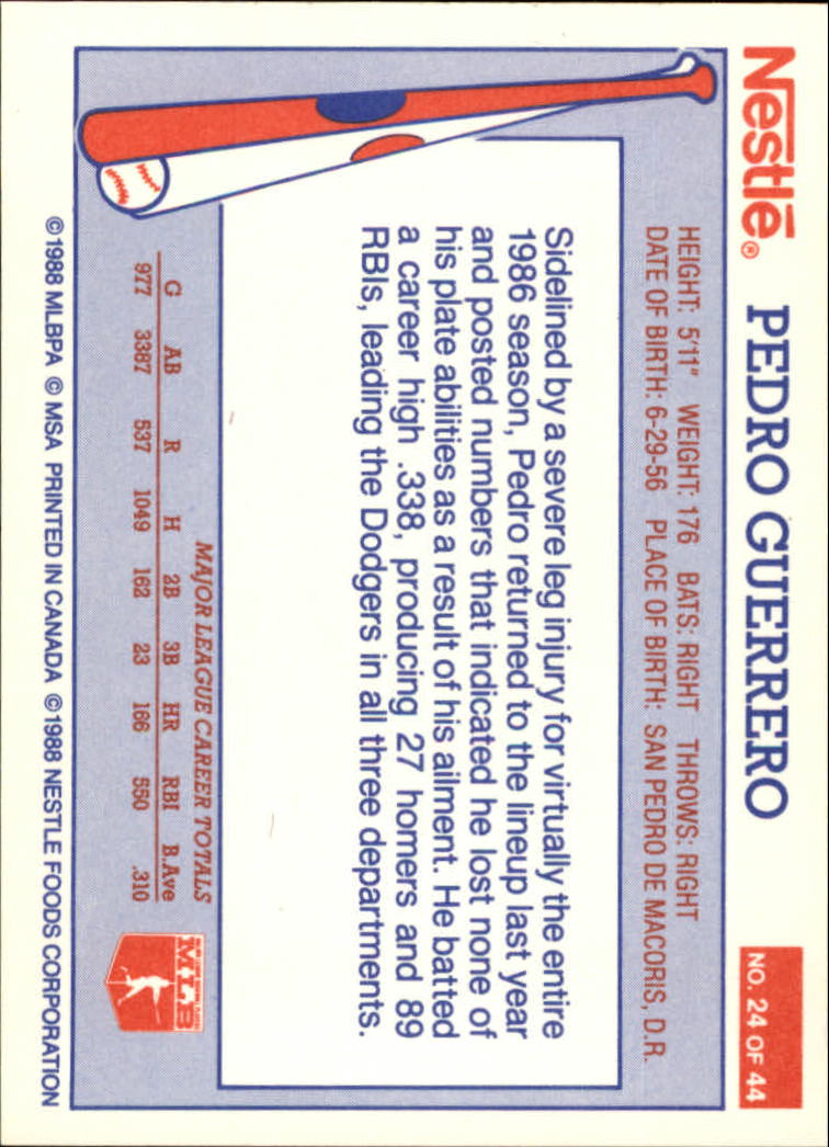 A8377- 1988 Nestle Baseball Card # S 1-44 -du Pick- 15 + Gratis US Schiff - Bild 35 von 65