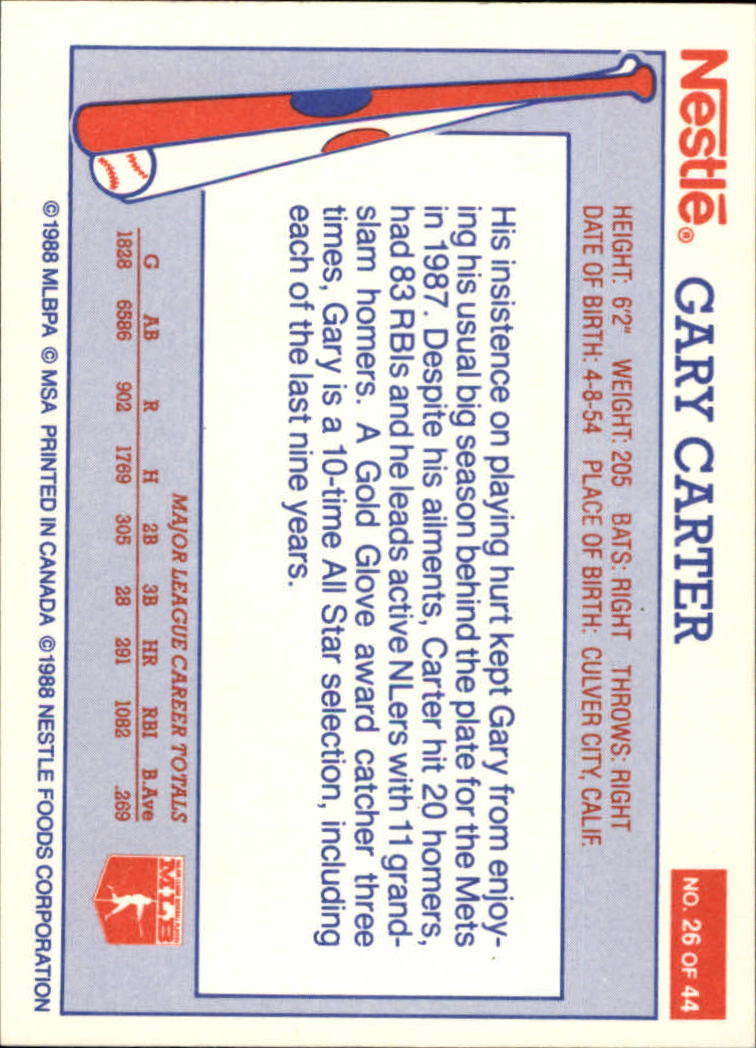 A8377- 1988 Nestle Baseball Card # S 1-44 -du Pick- 15 + Gratis US Schiff - Bild 39 von 65
