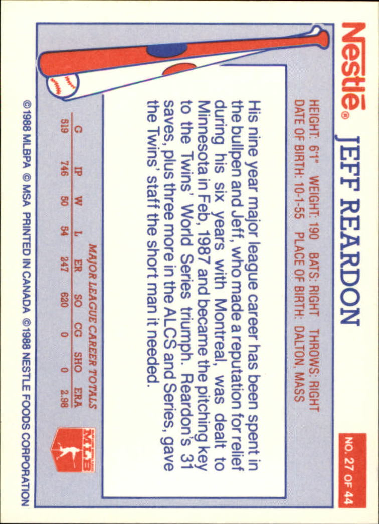 A8377- 1988 Nestle Baseball Card # S 1-44 -du Pick- 15 + Gratis US Schiff - Bild 41 von 65