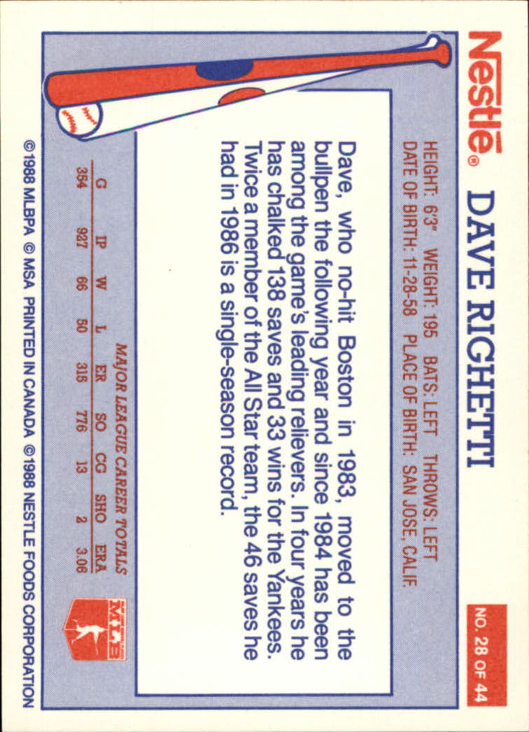 A8377- 1988 Nestle Baseball Card # S 1-44 -du Pick- 15 + Gratis US Schiff - Bild 43 von 65