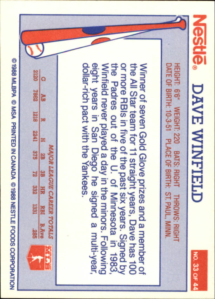 A8377- 1988 Nestle Baseball Card # S 1-44 -du Pick- 15 + Gratis US Schiff - Bild 51 von 65