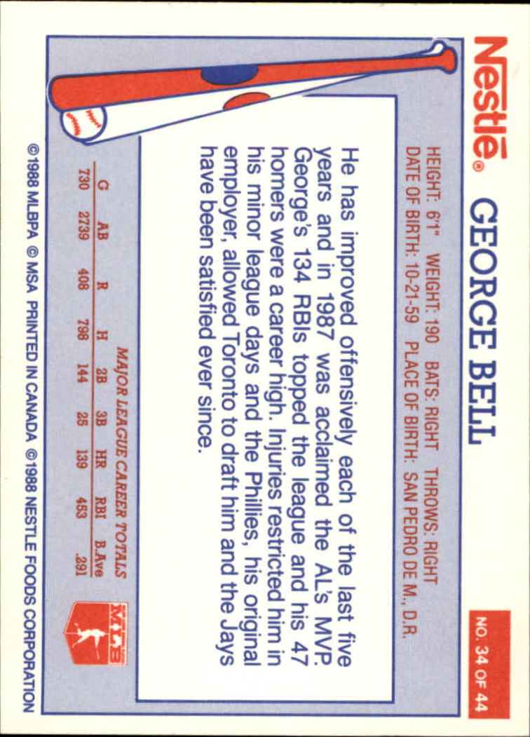 A8377- 1988 Nestle Baseball Card # S 1-44 -du Pick- 15 + Gratis US Schiff - Bild 53 von 65
