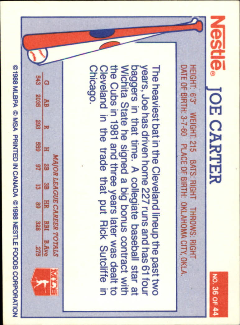 1988 Nestle #36 Joe Carter back image