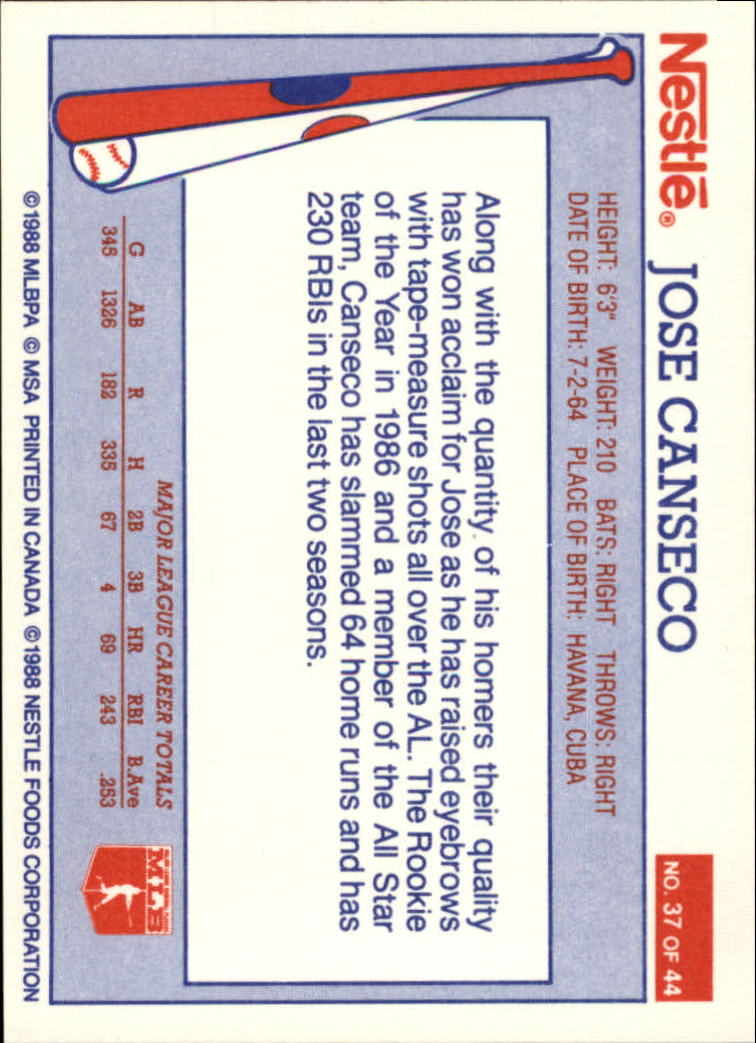 A8377- 1988 Nestle Baseball Card # S 1-44 -du Pick- 15 + Gratis US Schiff - Bild 57 von 65