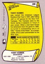 1988 Pacific Legends I #29 Tony Kubek back image