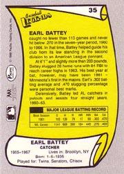 1988 Pacific Legends I #35 Earl Battey back image