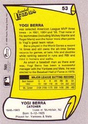 1988 Pacific Legends I #53 Yogi Berra back image