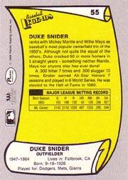 1988 Pacific Legends I #55 Duke Snider back image