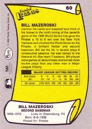 1988 Pacific Legends I #60 Bill Mazeroski back image