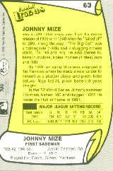 1988 Pacific Legends I #63 Johnny Mize back image